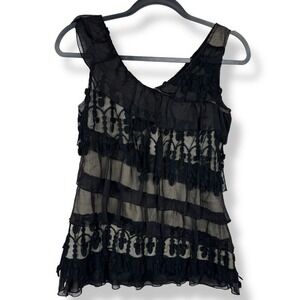 Womens‎ Black Lace Tank Top Size Small Fairy Grunge Whimsigoth Witchy Coquette